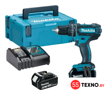 Ударная дрель-шуруповерт Makita DHP482RTJ (с 2-мя АКБ, кейс) - Изображение №1 — Интернет-магазин 55texno.by