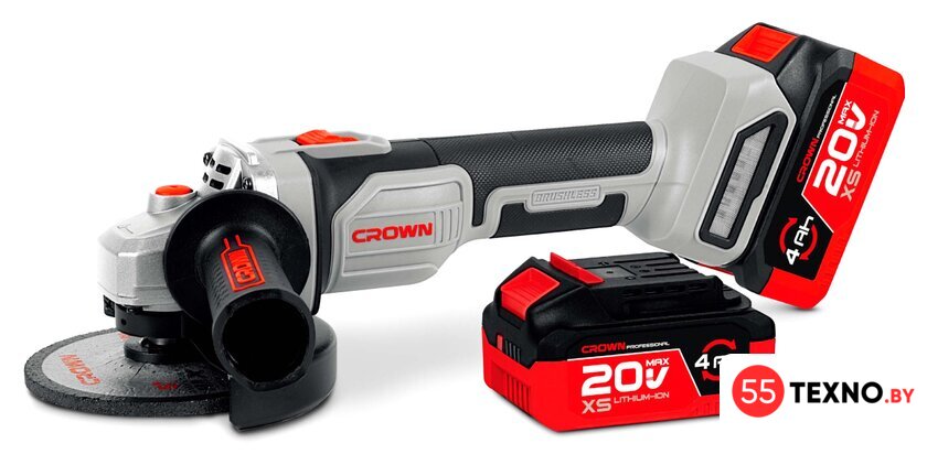 Угловая шлифмашина Crown CT23026-125XS-4 BMC (с 2-мя АКБ) - Изображение №1 — Интернет-магазин 55texno.by