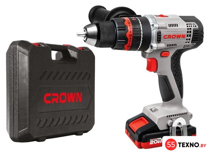Ударная дрель-шуруповерт Crown CT21075HMX-2 BMC (с 2-мя АКБ, кейс) - Изображение №1 — Интернет-магазин 55texno.by