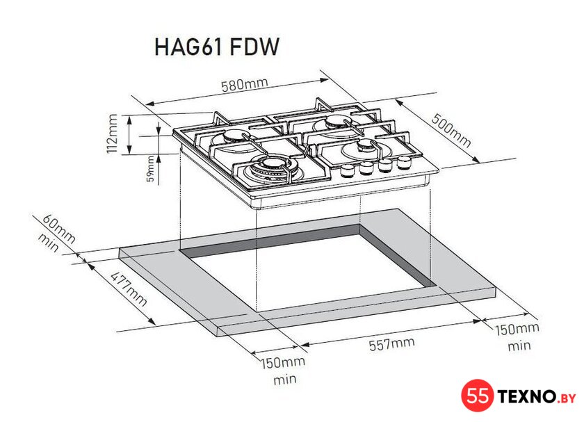 Варочная панель ZorG HAG61 FDW black - Изображение №9 — Интернет-магазин 55texno.by