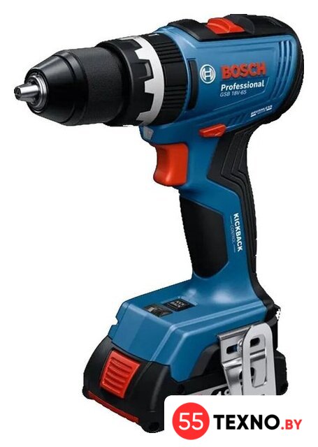 Ударная дрель-шуруповерт Bosch GSB 18V-65 Professional 06019N3100 (с 2-мя АКБ, кейс) - Изображение №2 — Интернет-магазин 55texno.by