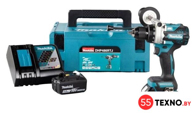 Ударная дрель-шуруповерт Makita DHP486RTJ (с 2-мя АКБ 5 Ач, кейс) - Изображение №1 — Интернет-магазин 55texno.by
