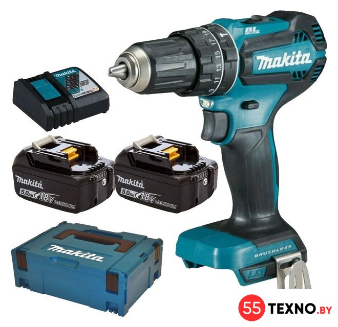 Ударная дрель-шуруповерт Makita DHP485RTJ (с 2-мя АКБ 5 Ач, кейс) - Изображение №1 — Интернет-магазин 55texno.by