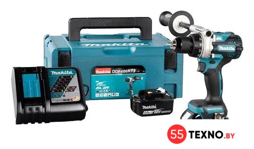 Дрель-шуруповерт Makita DDF486RTJ (с 2-мя АКБ, кейс) - Изображение №1 — Интернет-магазин 55texno.by
