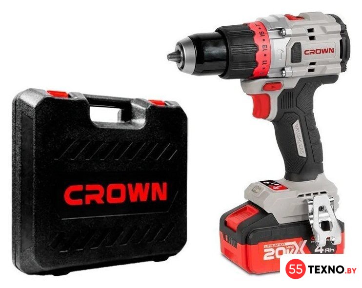 Ударная дрель-шуруповерт Crown CT21127HMX-4 BMC (с 2-мя АКБ, кейс) - Изображение №1 — Интернет-магазин 55texno.by