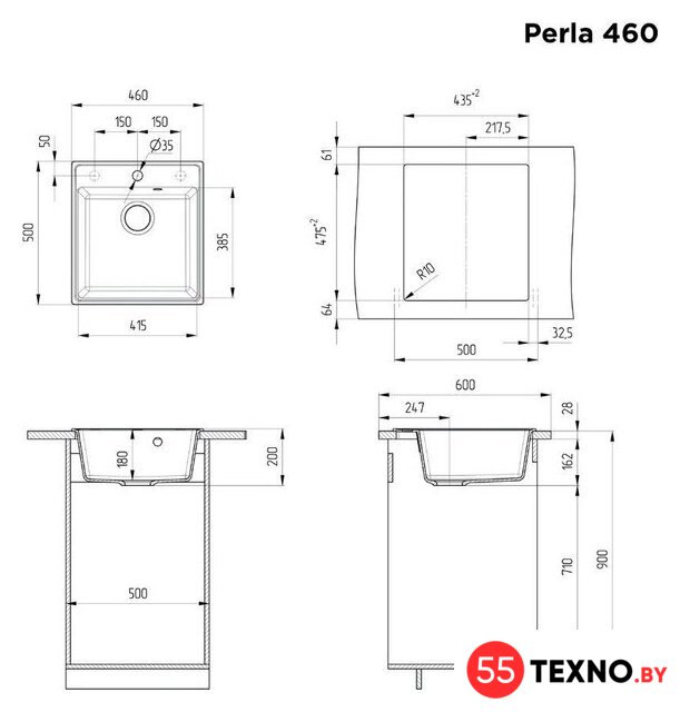 Кухонная мойка MAUNFELD Perla 460 MFQS-460DGR - Изображение №3 — Интернет-магазин 55texno.by