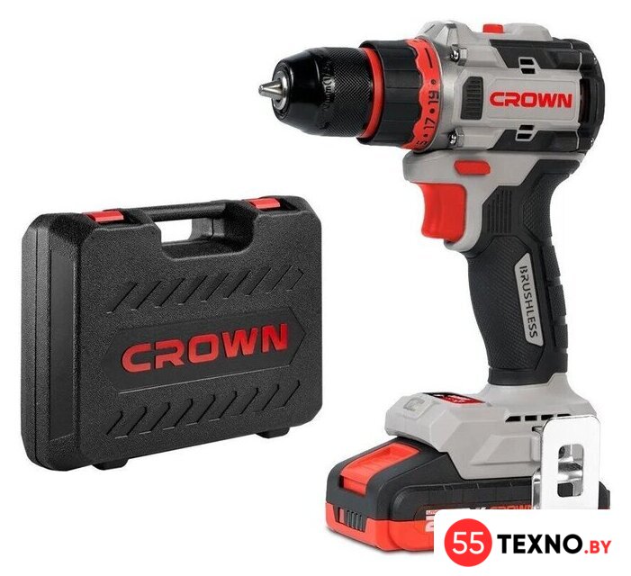 Дрель-шуруповерт Crown CT21128HMX-2 BMC (с 2-мя АКБ, кейс) - Изображение №1 — Интернет-магазин 55texno.by