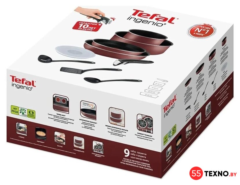 Набор сковород Tefal Ingenio Red 5 04186840 - Изображение №10 — Интернет-магазин 55texno.by