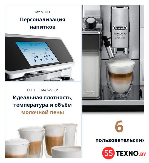 Кофемашина DeLonghi PrimaDonna Elite Experience ECAM 650.85.MS - Изображение №10 — Интернет-магазин 55texno.by