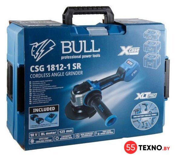 Угловая шлифмашина Bull CSG 1812-1 SR XLTpro Xcase 1333998 (с 2-мя АКБ, кейс) - Изображение №14 — Интернет-магазин 55texno.by