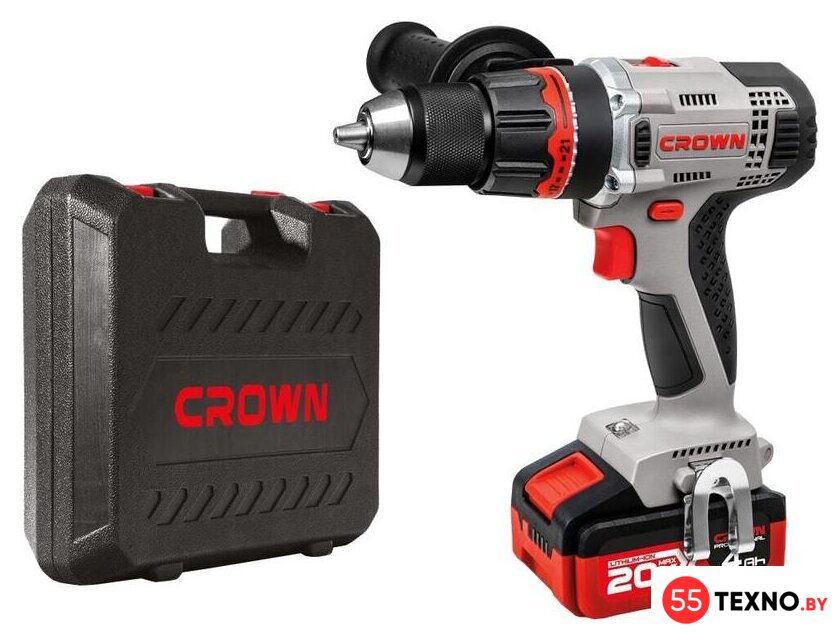 Дрель-шуруповерт Crown CT21076HMX-4 BMC (с 2-мя АКБ, кейс) - Изображение №1 — Интернет-магазин 55texno.by