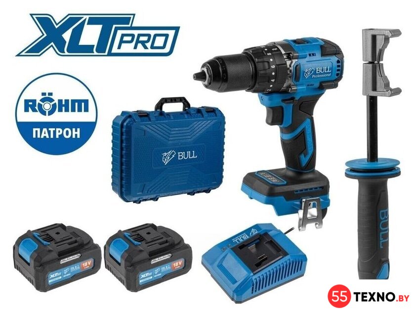 Ударная дрель-шуруповерт Bull SR 1806 R-series Xcase XLTpro 2329059 (с 2-мя АКБ, кейс) - Изображение №1 — Интернет-магазин 55texno.by