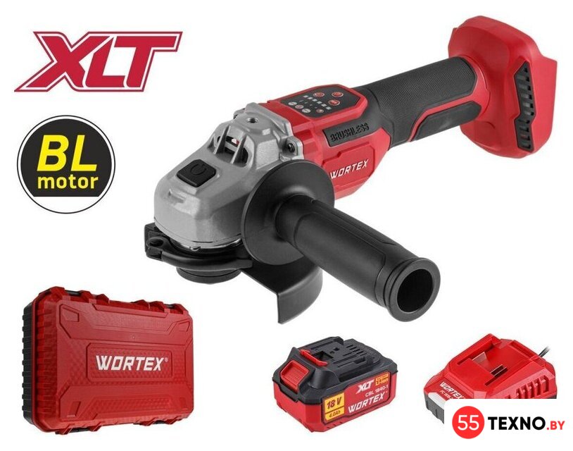 Угловая шлифмашина Wortex CAG 1812-2 SE SET 1334919 (с 1-им АКБ, кейс) - Изображение №1 — Интернет-магазин 55texno.by