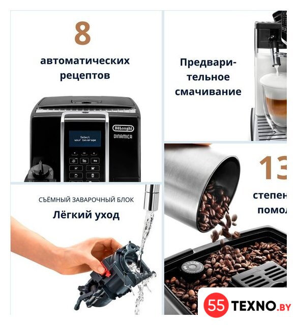 Кофемашина DeLonghi Dinamica ECAM 350.55.B - Изображение №10 — Интернет-магазин 55texno.by