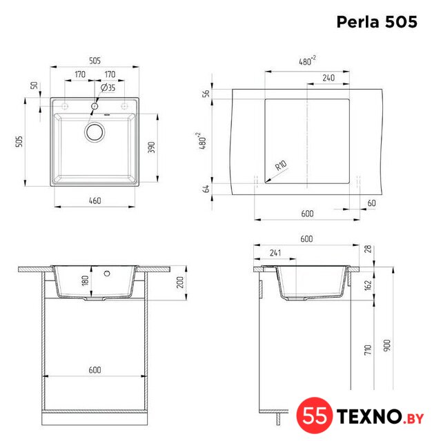 Кухонная мойка MAUNFELD Perla 505 MFQS-505LBG - Изображение №3 — Интернет-магазин 55texno.by