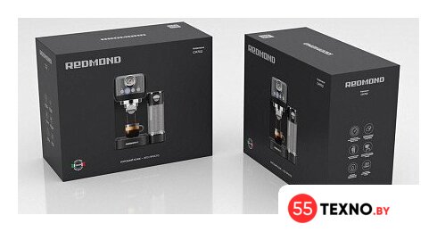Рожковая кофеварка Redmond (Редмонд) CM702 (черный/хром) - Изображение №2 — Интернет-магазин 55texno.by