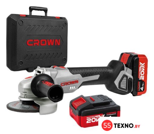 Угловая шлифмашина Crown CT23001-125HX-4 BMC (с 2-мя АКБ) - Изображение №1 — Интернет-магазин 55texno.by