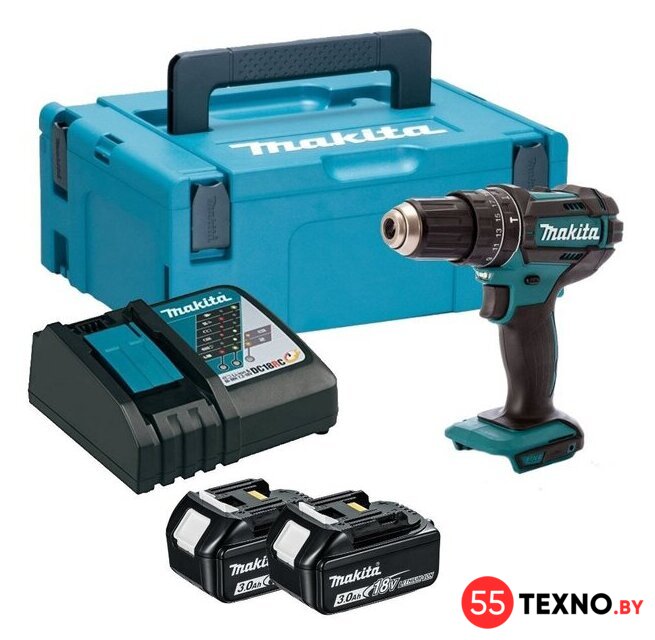 Ударная дрель-шуруповерт Makita DHP482RFJ (с 2-мя АКБ, кейс) - Изображение №1 — Интернет-магазин 55texno.by