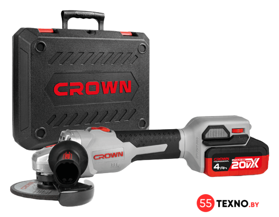 Угловая шлифмашина Crown CT23008-125HX-4 BMC (с 2-мя АКБ) - Изображение №1 — Интернет-магазин 55texno.by