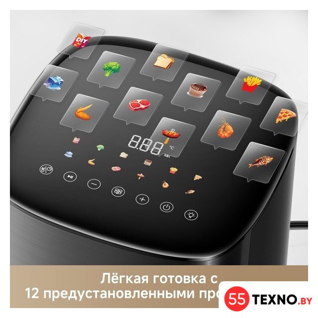 Аэрогриль (аэрофритюрница) Trouver Air Fryer FD10s Pro 6L (черный) - Изображение №6 — Интернет-магазин 55texno.by